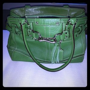Coach green pebbled leather purse